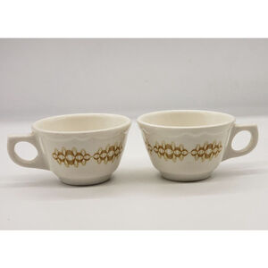 2 vintage Atomic MCM Buffalo China Coffee TeaCups Mugs Kitchen Diner Retro